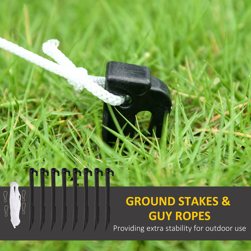 Ground stakes and tether ropes for securing the inflatable