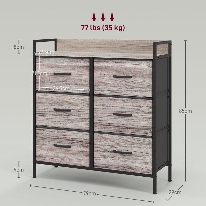 Rustic 6-drawer fabric chest – image 3