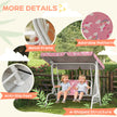 AIYAPLAY Kids Porch Swing, 2-Seater Patio Swing Bench Hammock with Seat Belts, Adjustable Canopy for Garden, Pink – view 7
