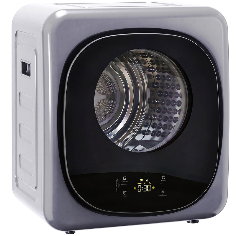 Silver-tone 4 kg compact vented tumble dryer with touch control and see-through door