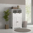 White bathroom storage unit with drawers – image 10