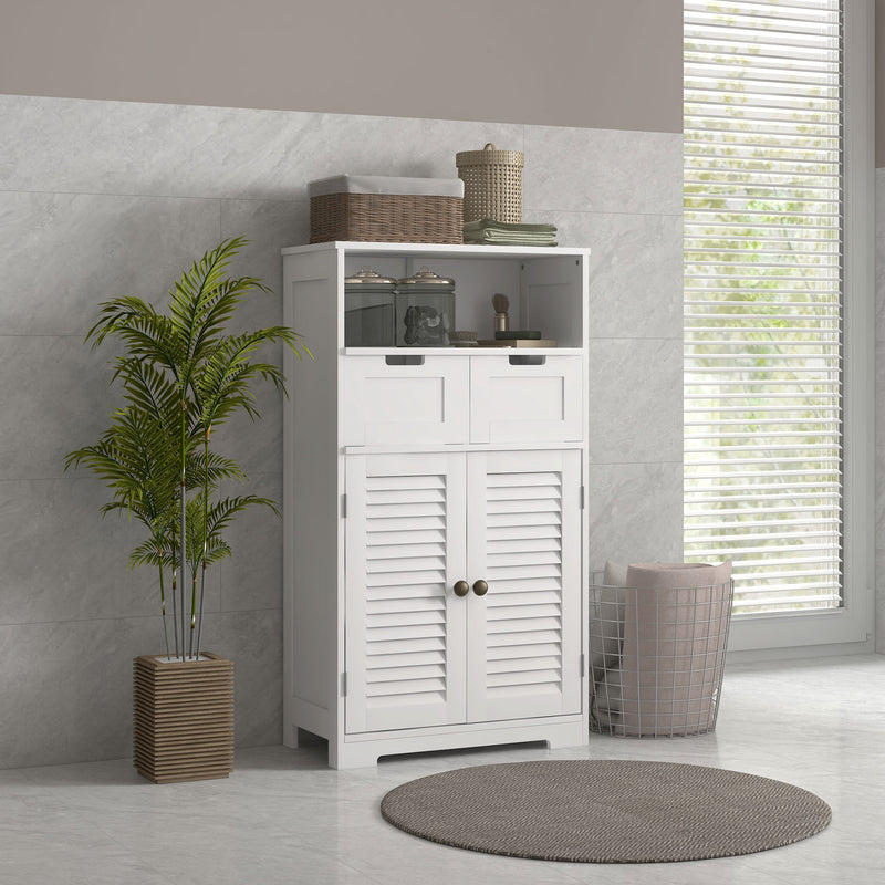 White bathroom storage unit with drawers – image 10