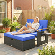Rattan storage daybed, brown & blue – image 10