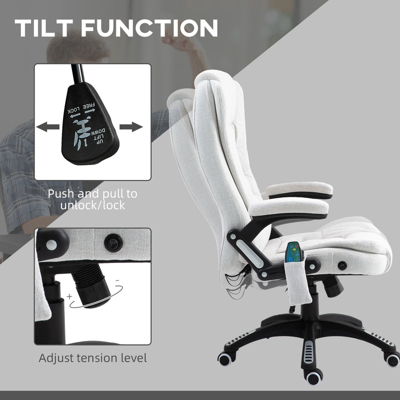 Cream heated massage office chair – image 6