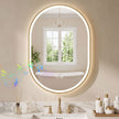 HOMCOM Bathroom Mirror with LED Lights, 100x70cm Oval Bathroom Mirror, Dimmable, Bluetooth, Anti-Fog, Gold Tone – view 2