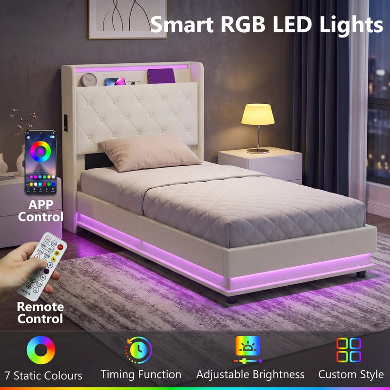 3ft single ottoman bed with LED – image 5