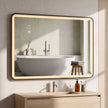 HOMCOM Bathroom Mirror with LED Lights, 100x70cm Rectangle Bathroom Mirror, Dimmable, Bluetooth, Anti-Fog, Black – view 8