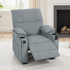 Electric Massage Recliner Armchair with Vibration, Heat, Whisper-Quiet Motor, Memory Function, Velvet Power Reclining Chair with Spring Pack, USB Port, Footrest, Side Pockets, Cup Holders, Grey