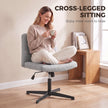 HOMCOM Armless Office Chair, Cross Legged Linen Computer Desk Vanity Chair with Wide Seat, Rocking Function, Grey – view 4