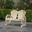 Outsunny Fir Wood Love Seats with Wheel-Shaped Armrests, Large Load-Bearing Chair, Natural Wood Finish – view 2