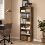 Six Shelf Bookcase - Rustic Brown