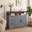 HOMCOM Sideboard Cabinet with Power Outlet, Farmhouse Kitchen Cabinet with 3 Drawers and Open Shelf, Grey – view 9