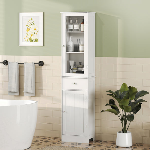 Tall slim white bathroom cabinet – image 2