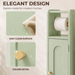 HOMCOM Small Bathroom Storage Cabinet with Toilet Roll Holder - Light Green – view 7