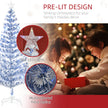HOMCOM 6FT Artificial Fibre Optic Christmas Tree Seasonal Decoration w/ LED Lights Pre-Lit Easy Store White Blue – view 5