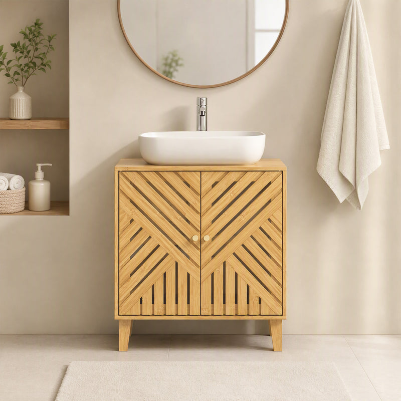 Bamboo under sink bathroom cabinet – image 9