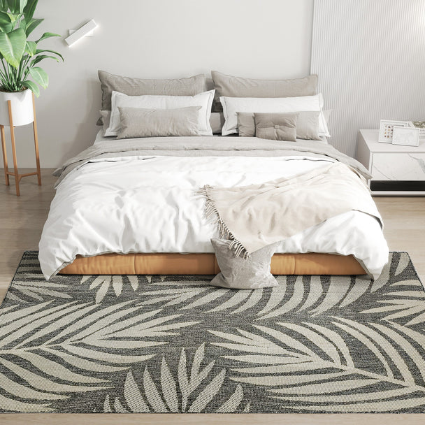 Grey leaf pattern rug 230 x 160 cm – image 2