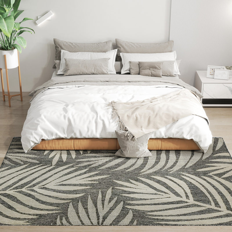 Grey leaf pattern rug 230 x 160 cm – image 2