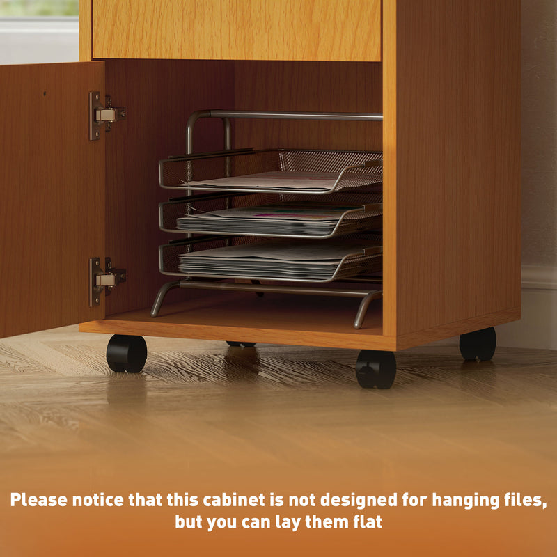 Mobile filing cabinet – natural wood – image 7
