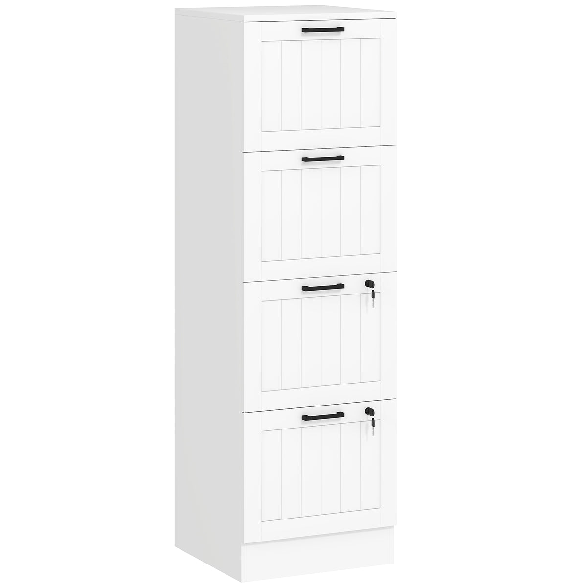 HOMCOM 4 Drawer Filing Cabinet with Lock, Office Storage Cabinet with Adjustable Hanging Bars for A4 Letter Size Files