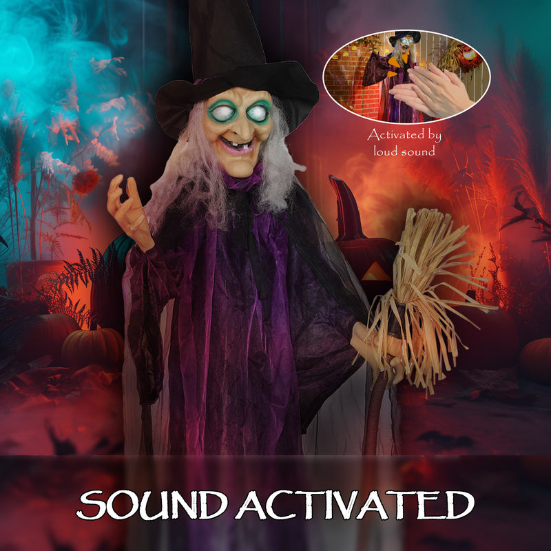 6ft Animated Witch with Glowing Eyes & Sound – image 5 of 9