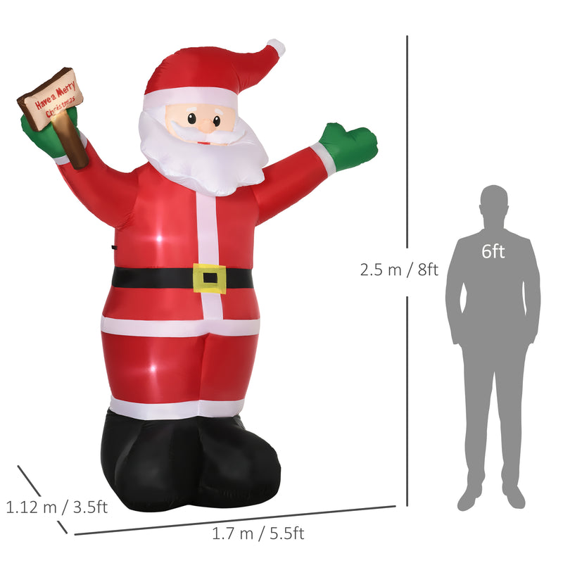 Size diagram of the 8ft inflatable Santa