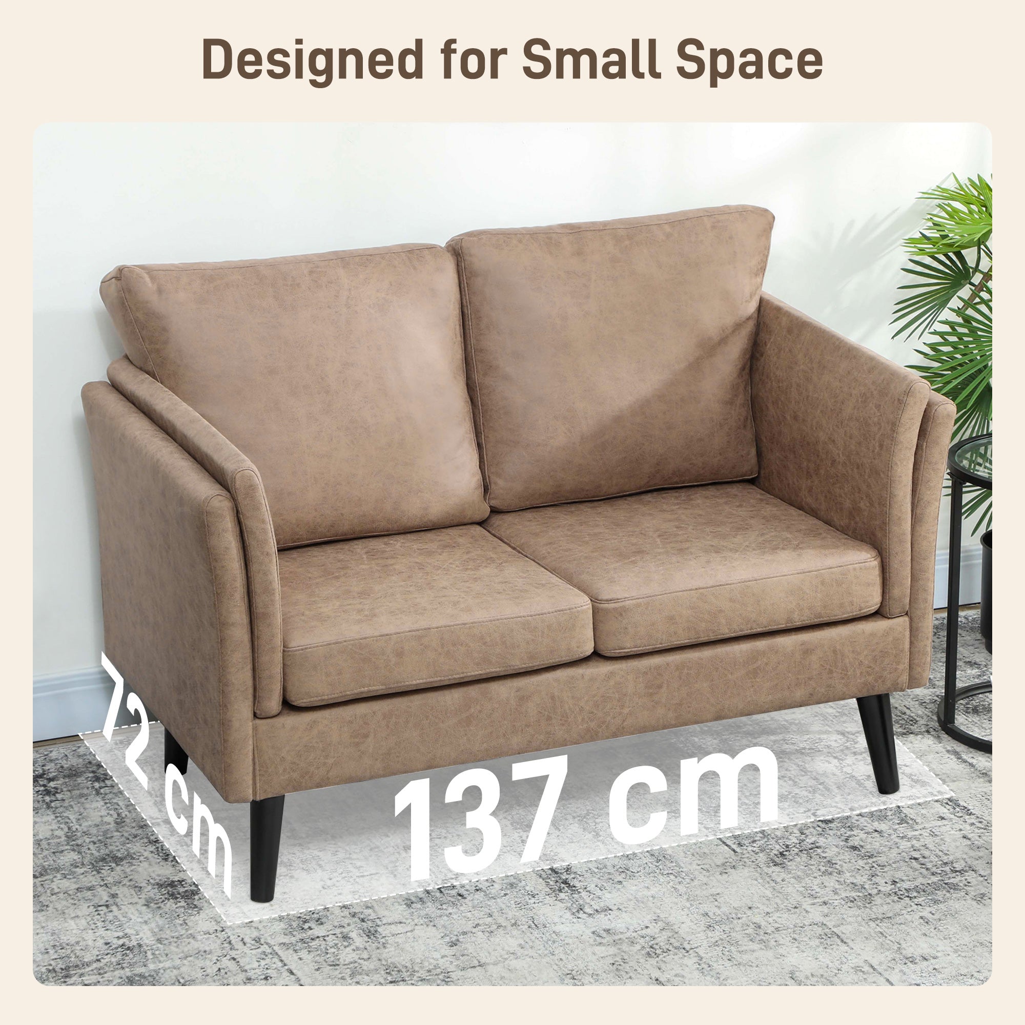 Two-Seater Leathaire Sofa - Light Brown