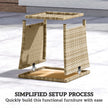 Outsunny Side Table 2-Tier Outdoor Coffee Table with Storage Shelf PS Wood Slat Top/Khaki – view 7