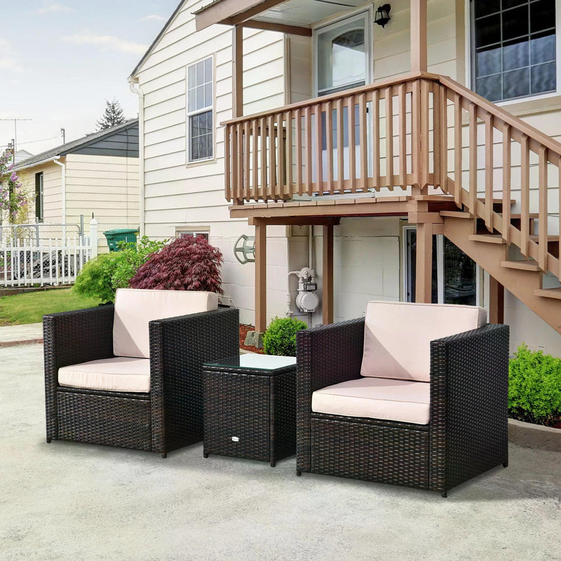 Brown rattan armchair set – image 2
