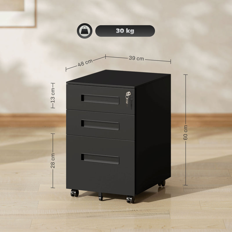 39 cm steel filing cabinet – black – image 3