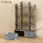 12 Shelf Storage Unit, with Drawers - Graphite Wood Effect