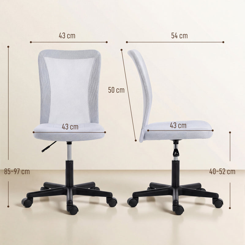 Vinsetto Mesh Office Chair Armless Swivel Executive Computer Desk Chair Adjustable Height Wheels White – view 3