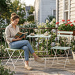 White and green acacia bistro set – image 9