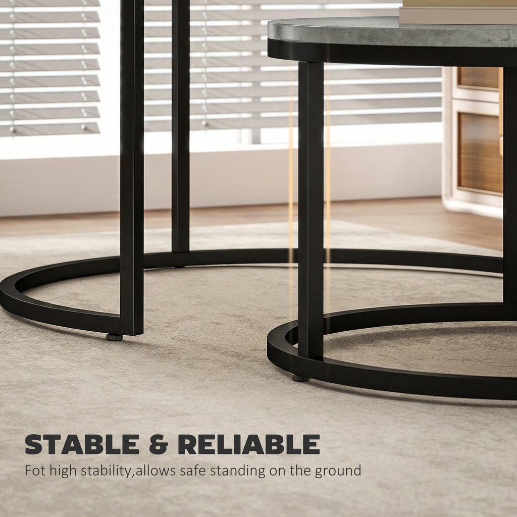 Set of Two Cement-Effect Stacking Tables - Grey