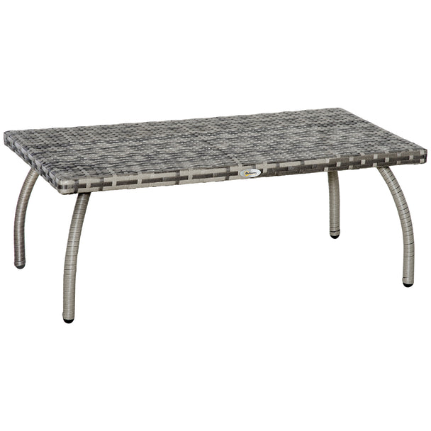 Mixed grey rectangular rattan garden coffee table with flat top