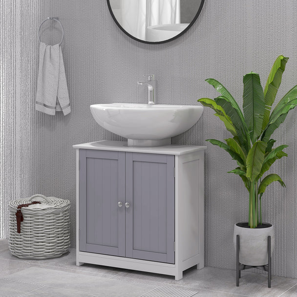 Grey & white under sink cabinet – image 2