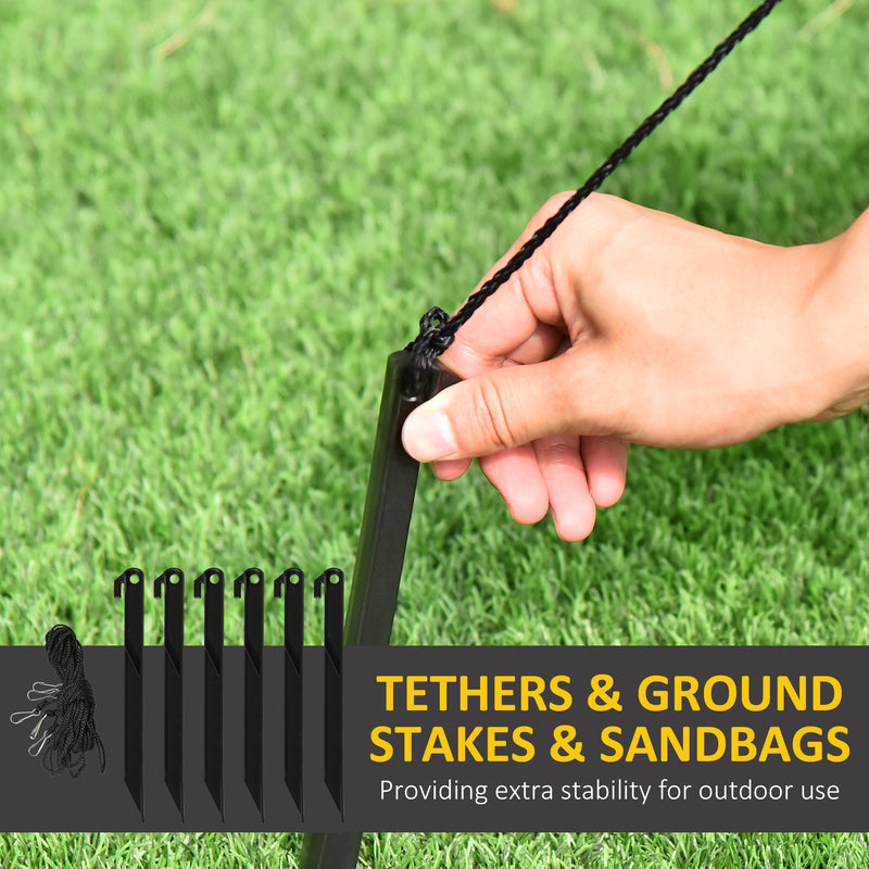 Ground stakes and tether ropes for securing the inflatable
