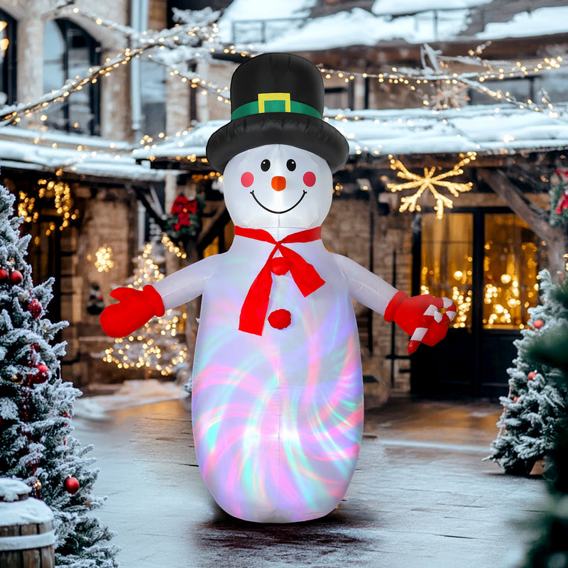 8ft Snowman Christmas Inflatable displayed outside a decorated home