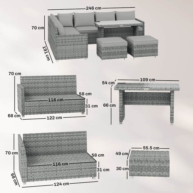 6-piece rattan corner sofa dining set – image 3