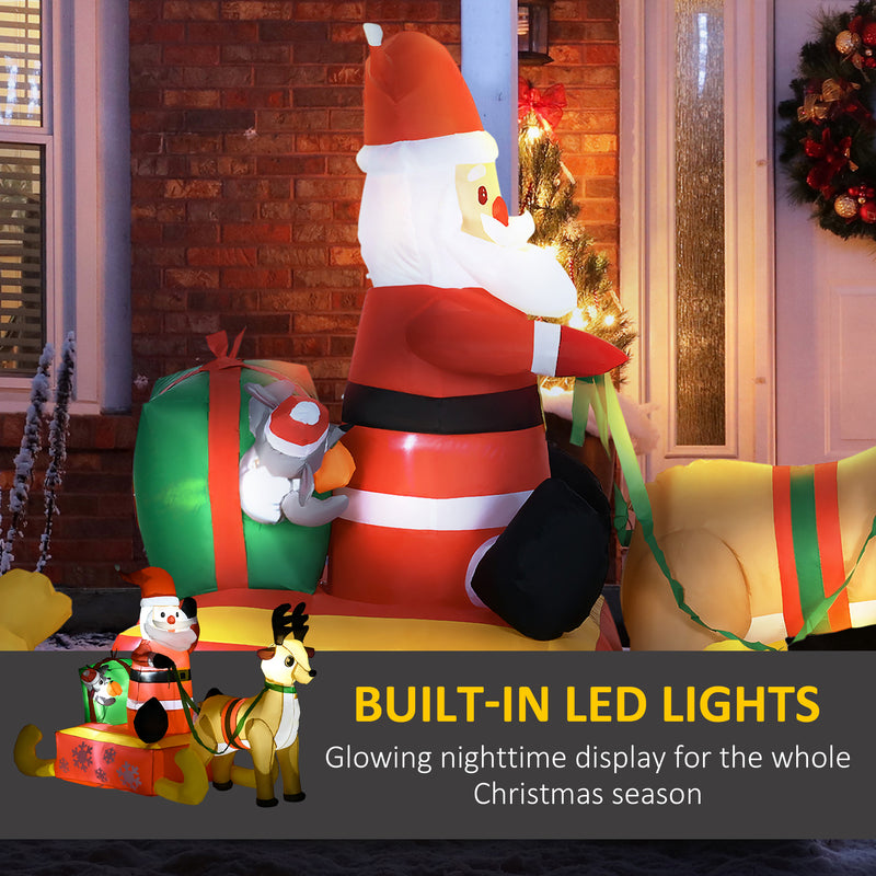LED lighting on the 4ft Santa sleigh and reindeer Christmas inflatable