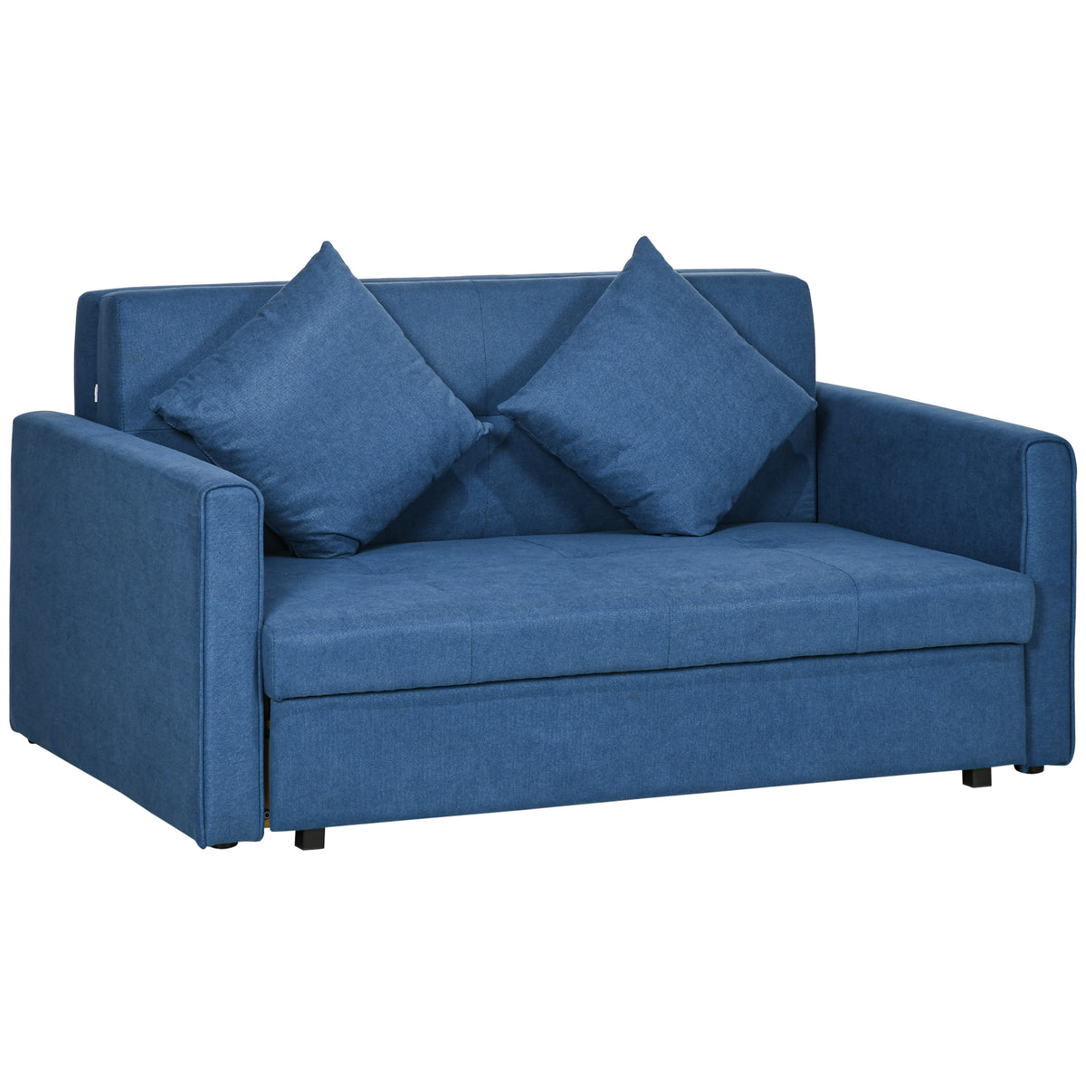 2-Seater Pull-Out Sofa Bed with Hidden Storage – Deep Blue