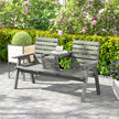 Outsunny Fir Wood Convertible 2 to 3 Seater Outdoor Garden Bench Grey – view 3