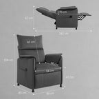 Power Recliner Chair, Reclining Chair with Remote, Pocket Springs, Silent Motor and Side Pockets, Black