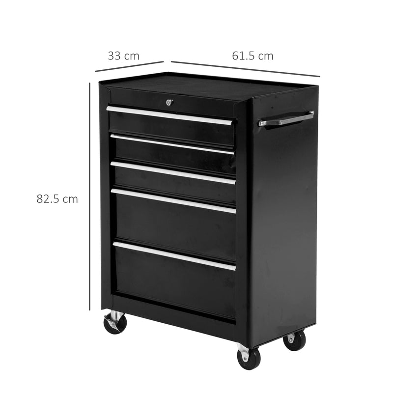 5-Drawer Lockable Rolling Tool Chest with EVA Liners – Black – image 3 of 9