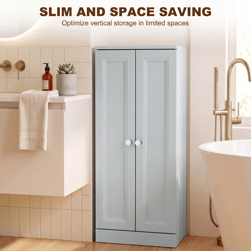 HOMCOM Narrow Bathroom Cabinet, Slim Storage Cabinet with 2 Doors & 4 Tiers, Freestanding Narrow Cupboard – view 5