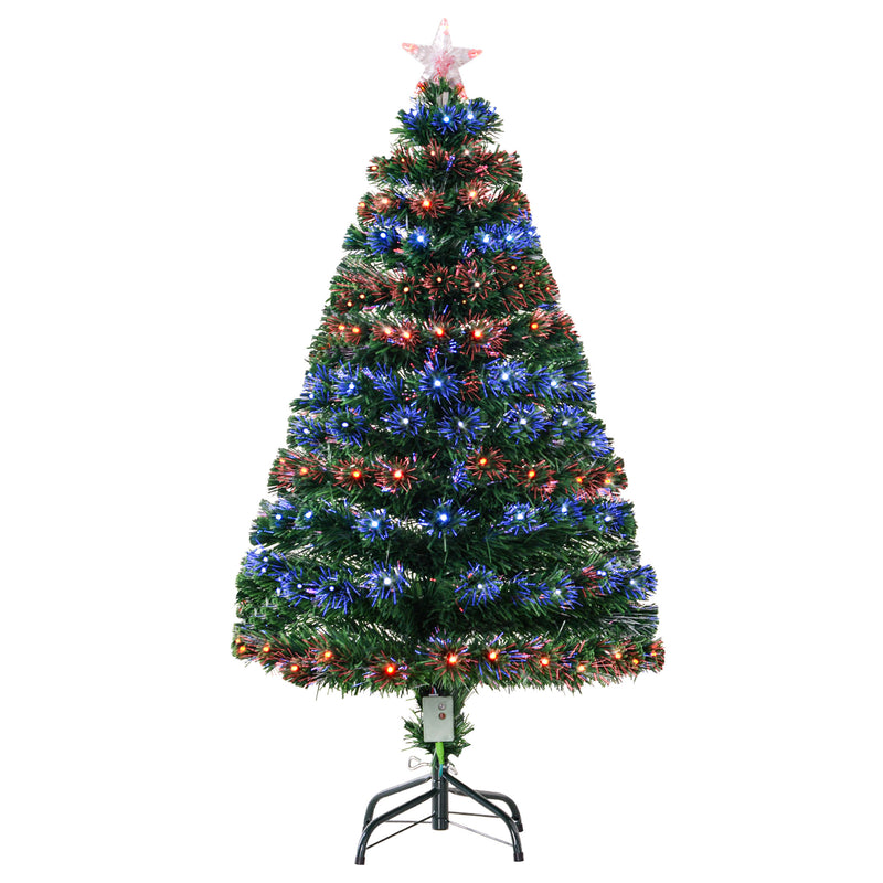 4ft green fibre optic Christmas tree lit with 130 colour-changing RGB LEDs