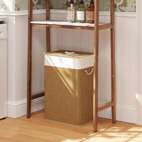 72 L brown bamboo laundry basket – image 2