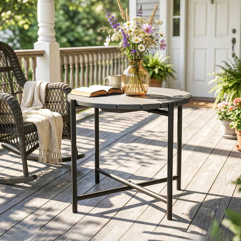 Industrial garden side table dark grey – image 8