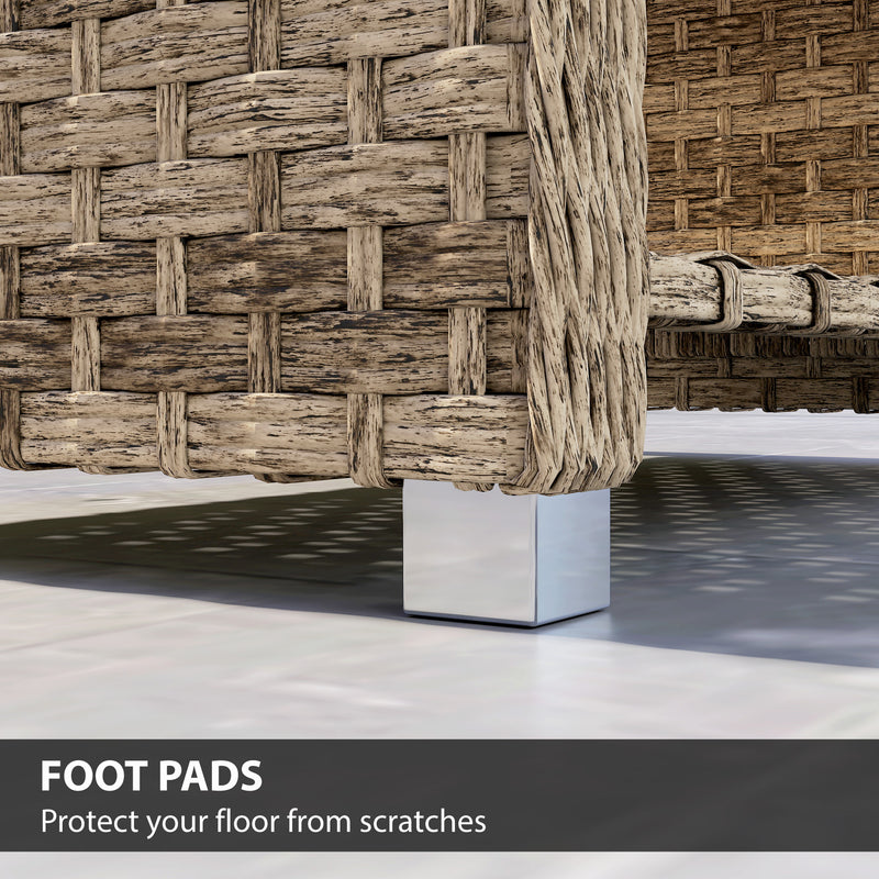 PE rattan coffee table with shelf light brown – image 7