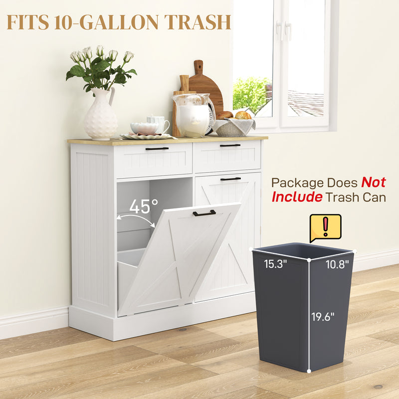 HOMCOM Sideboard with Tilt-out Trash Bin, Farmhouse Kitchen Sideboard with 2 Drawers, Adjustable Shelves, Door Racks – view 5
